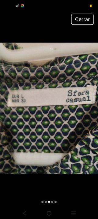 Camisa fluida L - Azul y Verde