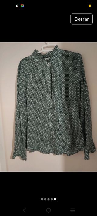 Camisa fluida L - Azul y Verde