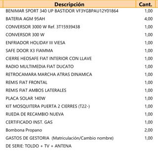 AUTOCARAVANA CAPUCHINA BENIMAR SPORT 340 UP