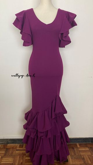 Traje flamenca buganvilla licra sevillana feria 36