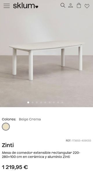 Mesa extensible Sklum Zinti 220-280x100cm 
