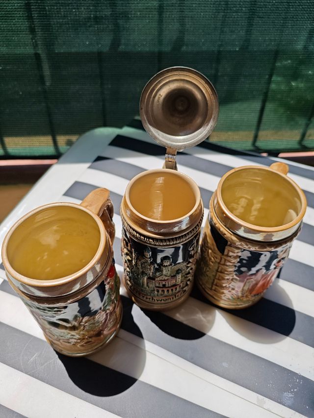 Jarras cerveza Neuschwanstein antigua de Alemania