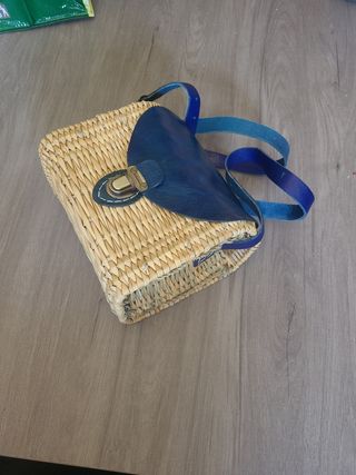 Bolso paja azul marino