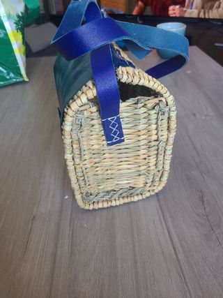 Bolso paja azul marino