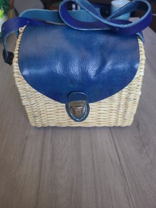 Bolso paja azul marino
