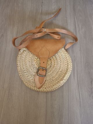 Bolso paja y cuero