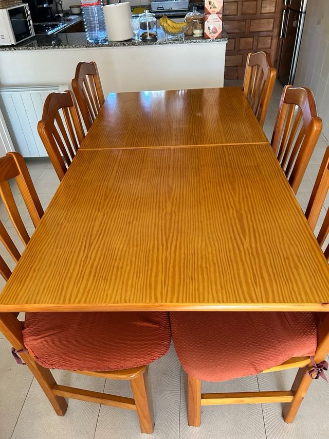 Mesa Comedor Rustica 6 Sillas y Mesa auxiliar