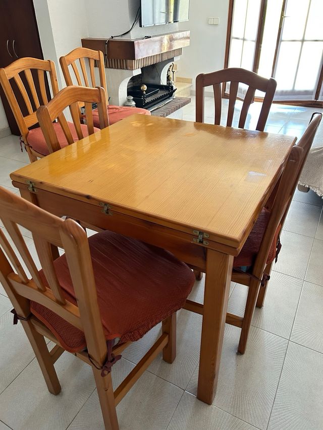 Mesa Comedor Rustica 6 Sillas y Mesa auxiliar