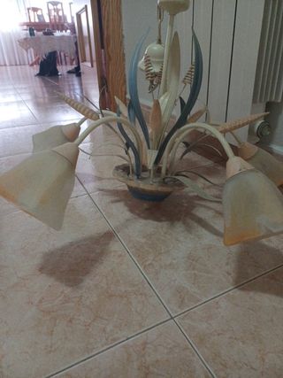 Lámpara techo 5 luces beige