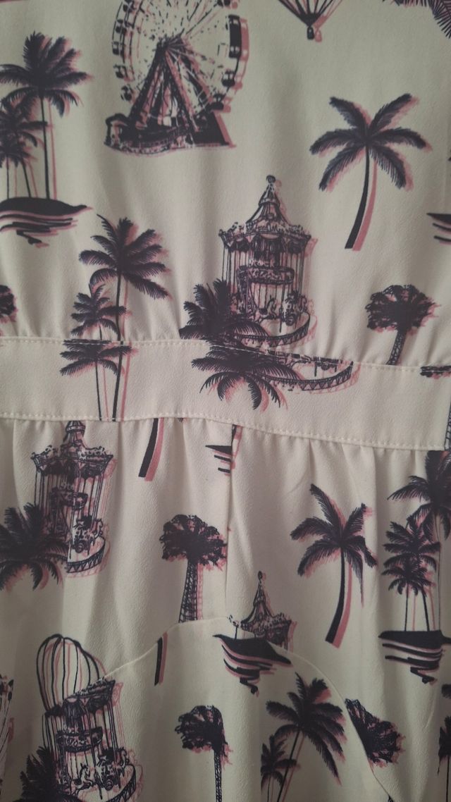 Vestido estampado - Blanco y Rosa