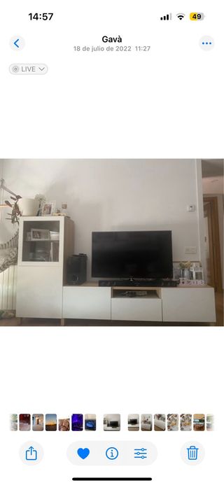 Mueble TV blanco y madera