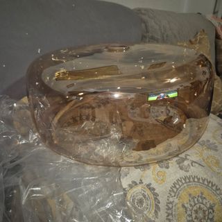 Lámpara colgante cristal ámbar dorada