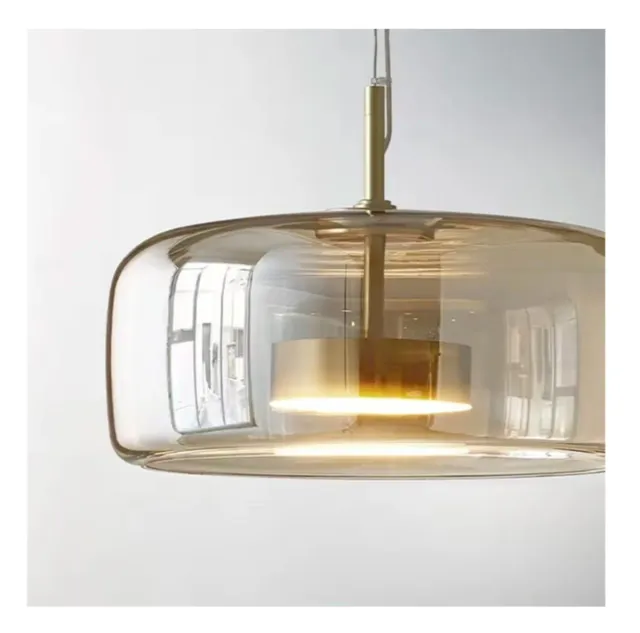 Lámpara colgante cristal ámbar dorada