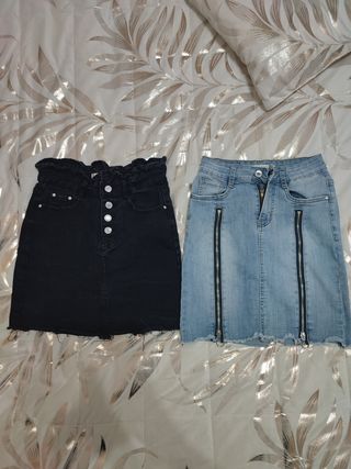 2 Minigonne Jeans: Blu e Nera