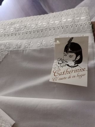 Juego cama matrimonio algodón blanco bordado