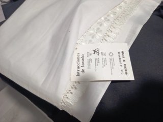 Juego cama matrimonio algodón blanco bordado