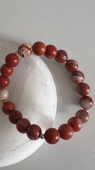Pulsera Jaspe Rojo y Blanco