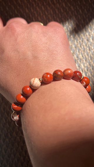 Pulsera Jaspe Rojo y Blanco