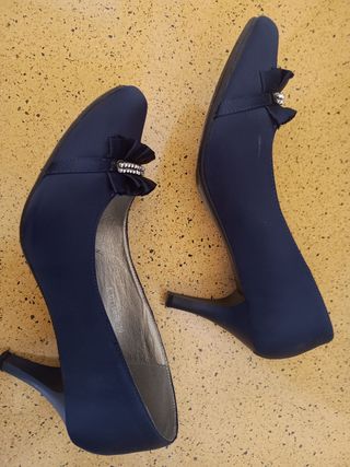 Zapatos salón tacón azul marino talla 39