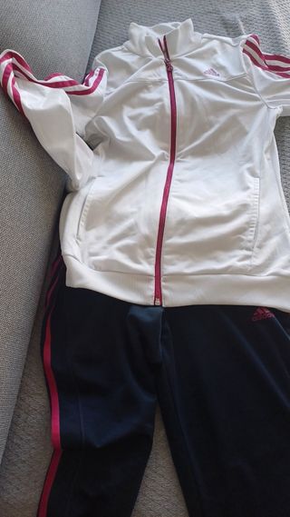 Chándal Adidas blanco y rosa