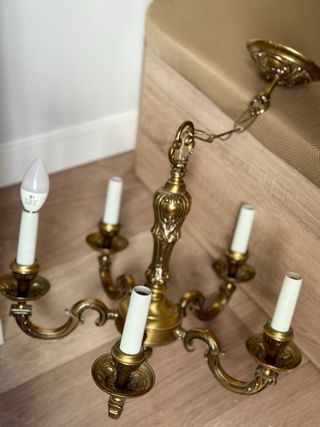 Lámpara araña antigua bronce dorado