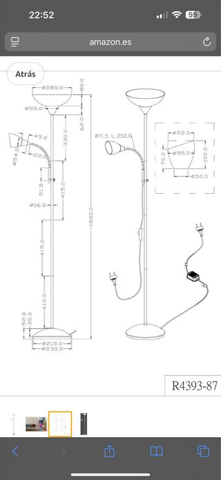 Lampara de pie titanio