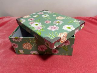 Caja Decorativa Flores - Verde Rosa