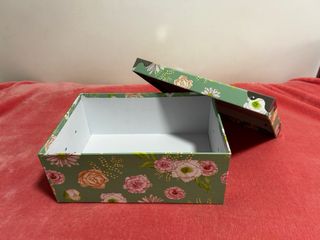 Caja Decorativa Flores - Verde Rosa