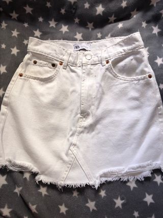 Mini Falda Vaquera Zara Blanca