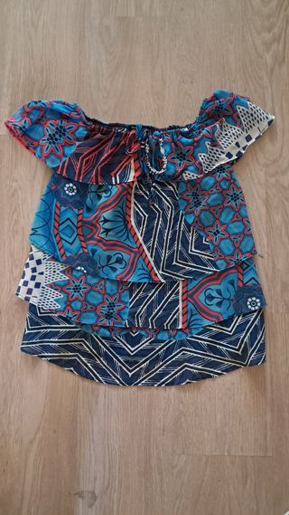 Blusa Desigual azul y roja