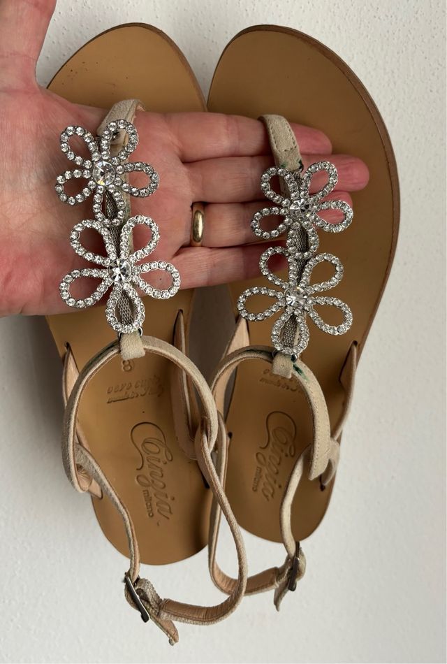 Sandali gioiello beige