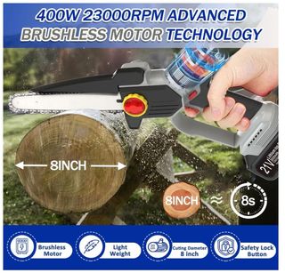 Mini Motosega 2 Batterie 8 Pollici potatura