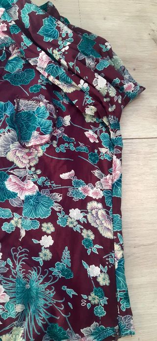 Blusa floral morada-verde agua