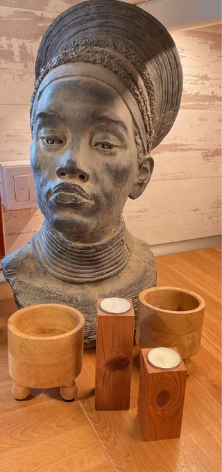 Lote de 4 porta velas de madera Nuevos.