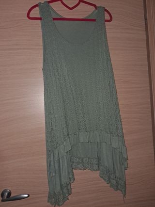 Top lungo verde oliva