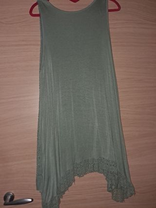 Top lungo verde oliva