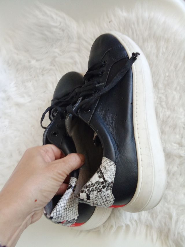 sapatilhas plataforma em pele - branco e preto