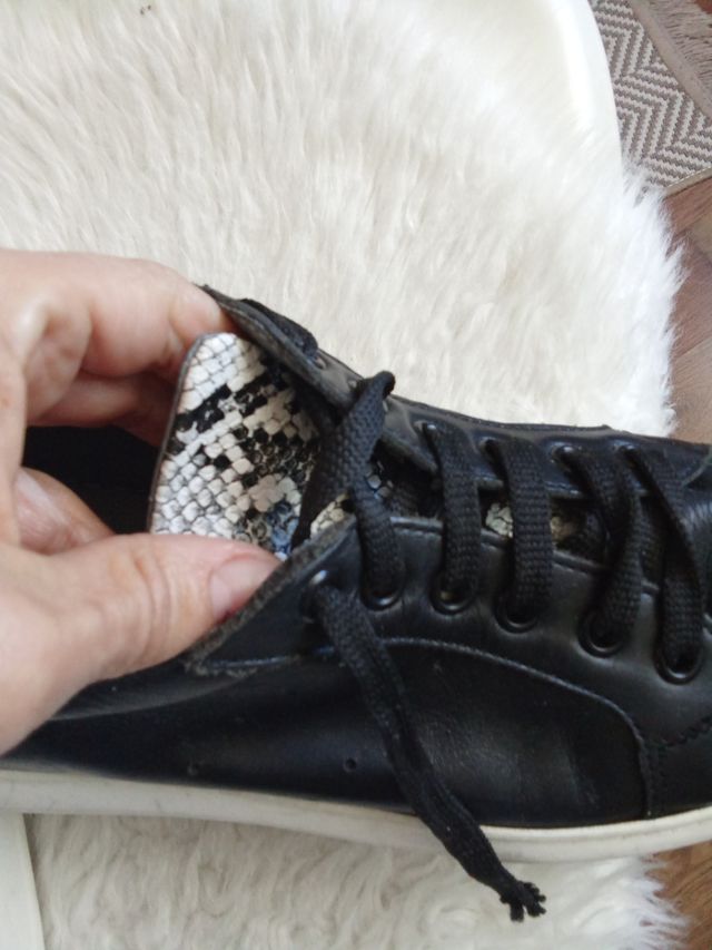 sapatilhas plataforma em pele - branco e preto