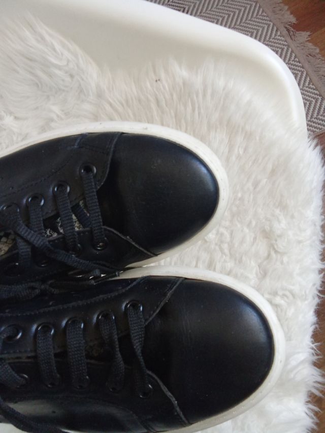 sapatilhas plataforma em pele - branco e preto