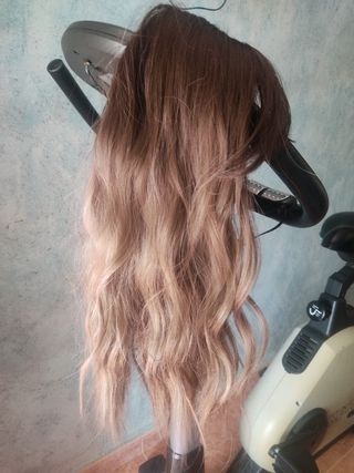 Peluca castaña larga - Pelo rizado