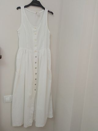 Vestido blanco algodón largo vintage'90 