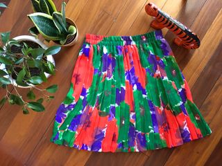 Mini falda plisada vintage multicolor