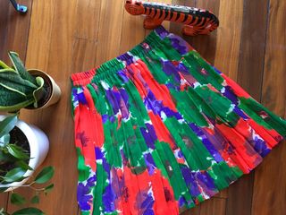 Mini falda plisada vintage multicolor