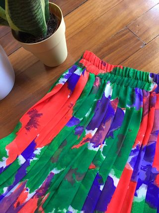 Mini falda plisada vintage multicolor