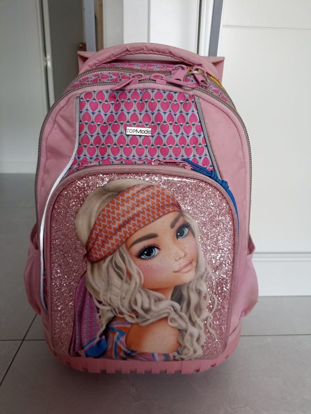 Mochila TopModel con ruedas rosa