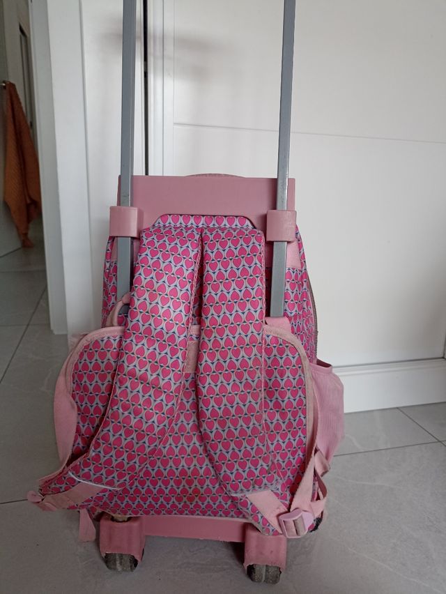 Mochila TopModel con ruedas rosa