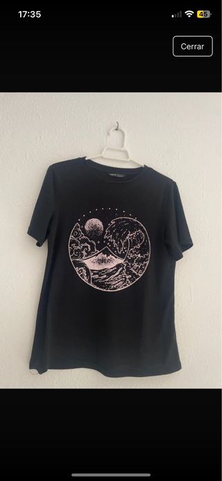 Camiseta negra estampada talla S