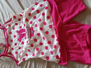 Pijama niña lunares rosa-blanco