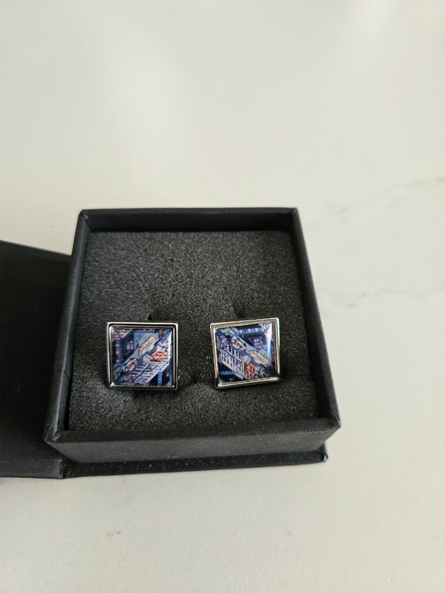 Gemelos artísticos plata-azul