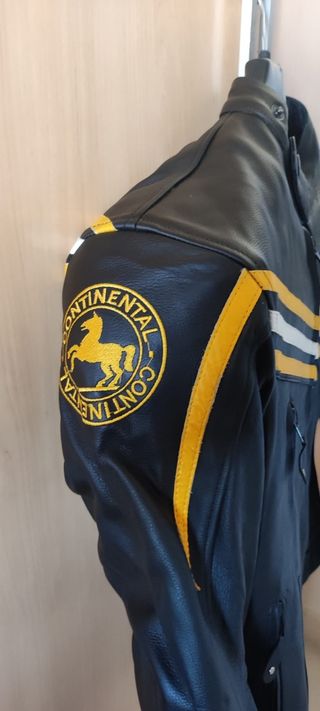 Cazadora moto Continental negra-amarilla